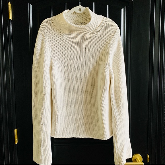 Tommy Hilfiger Vintage 2003 Mock Neck Cream Knit Sweater | XL - Picture 2 of 10
